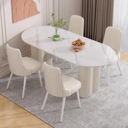 uurshome White Dining Table – Spacious and Elegant Dining Room Table for Families or Gatherings